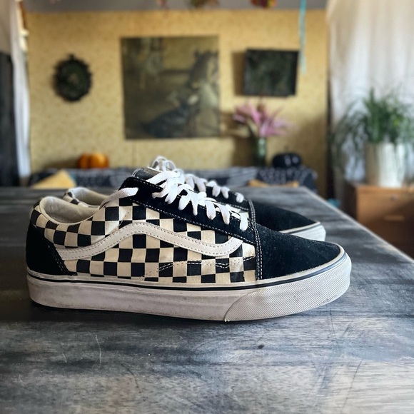 Vans Old Skool Checkerboard Black/White Men's Shoes Casual Sneakers​ - Picture 4 of 8